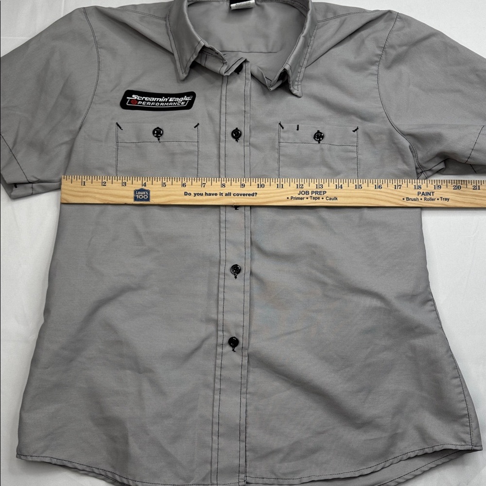 Womens Harley Davidson Screamin Eagle Performance Button Down Shirt Large L gray - Picture 4 of 8